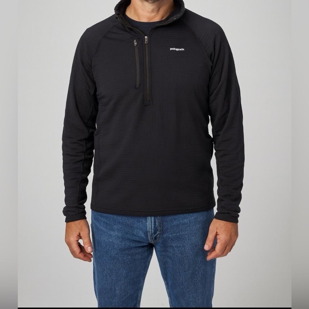 Patagonia Men's Lightweight 1/4 Zip Pullover Black Small Made USA